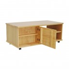 Bergen oak coffee table with two drawers and door
