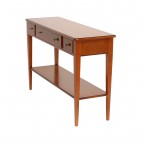 Avoca cherry wide console table with shelf and three drawers