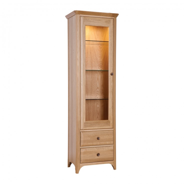 Aurora tall oak single door display cabinet