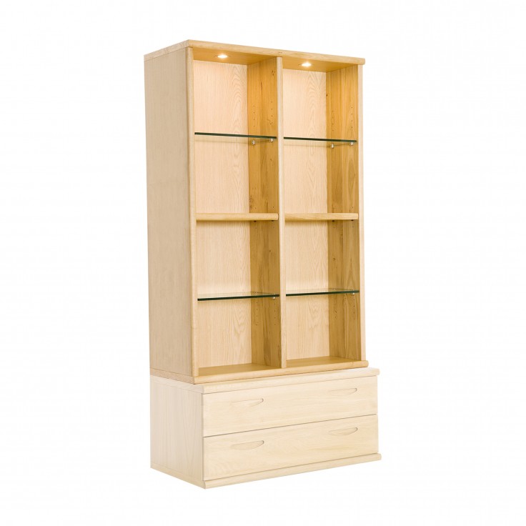 Bergen oak top open display cabinet for wall system