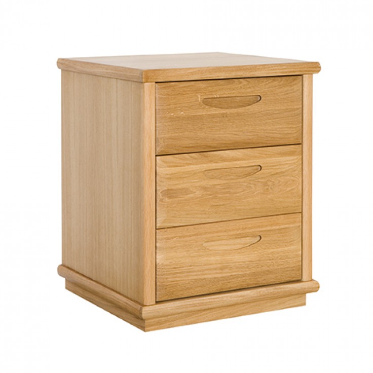 Bergen oak three-drawer bedside chest