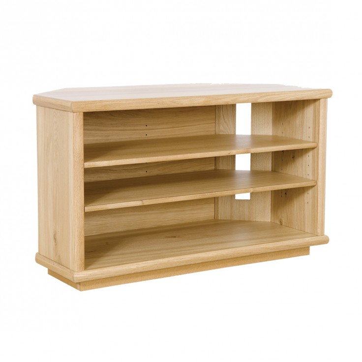 Bergen oak corner TV stand