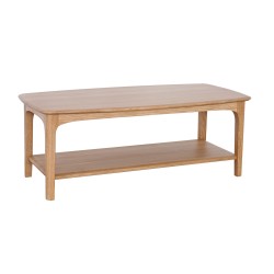 Aurora solid oak coffee table with shelf