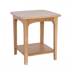 Aurora solid oak lamp table with shelf