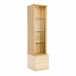 Bergen oak top single door display cabinet for wall system