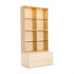 Bergen oak top open display cabinet for wall system