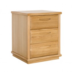 Bergen oak three-drawer bedside chest