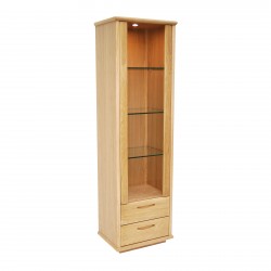 Bergen tall oak single door display cabinet