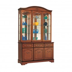 Cherry wall display cabinet with three glass doors
