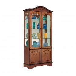 Cherry tall display cabinet with two doors