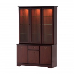 Three-door display cabinet in mahogany or teak