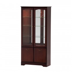 Two-door display cabinet with mirror back in mahogany or teak