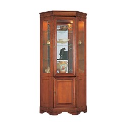 Avoca tall cherry corner display cabinet with mirror back