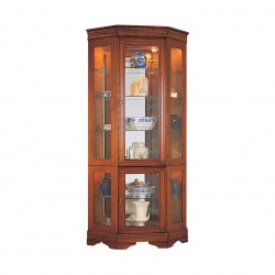 Avoca tall cherry corner display cabinet with glass doors