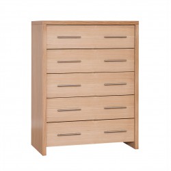 Trafalgar oak five-drawer wide chest