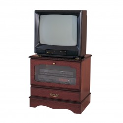 Mahogany small square TV stand with drop-flap