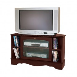 Mahogany wide TV stand with glass door