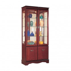 Mahogany tall display cabinet with two glass doors