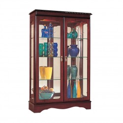 Mahogany low display cabinet with two glass doors