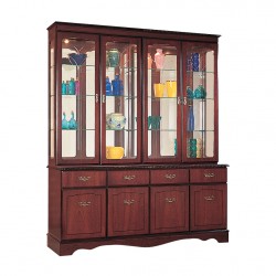 Mahogany wall display cabinet with four glass doors